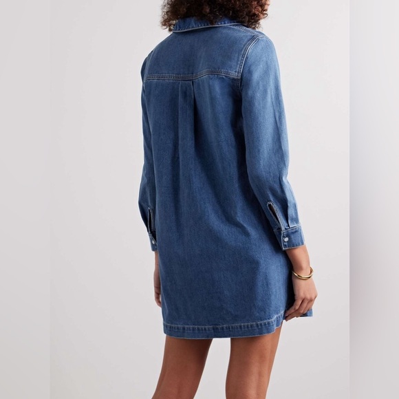 Veronica Beard Wasta Denim Dress in Cornflower Blue Long Sleeve - Picture 3 of 9